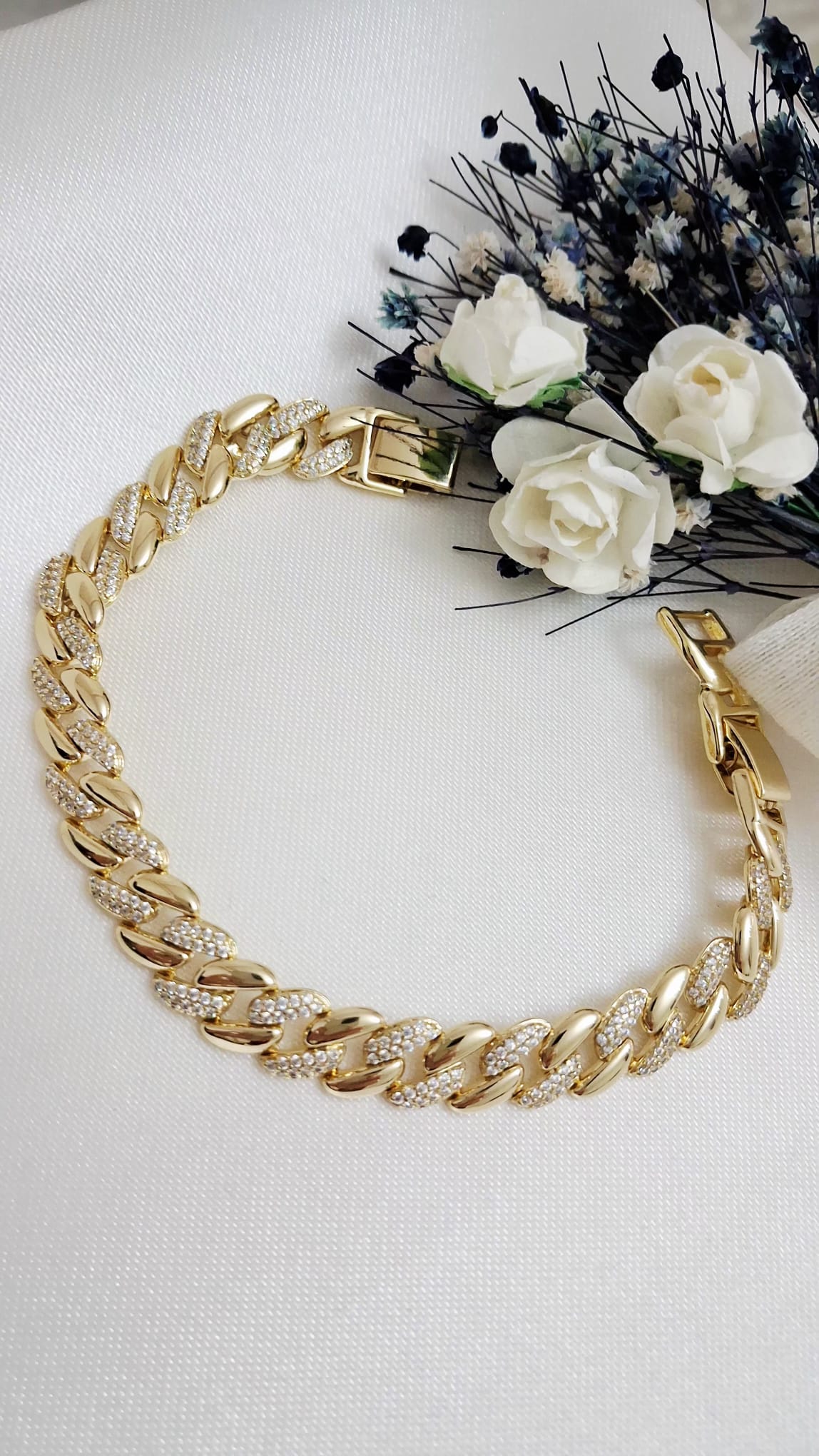 XUPING Bileklik - Küba Zincir Üzeri Taşlı